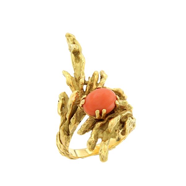 Chaumet anello scultura in oro giallo 18kt