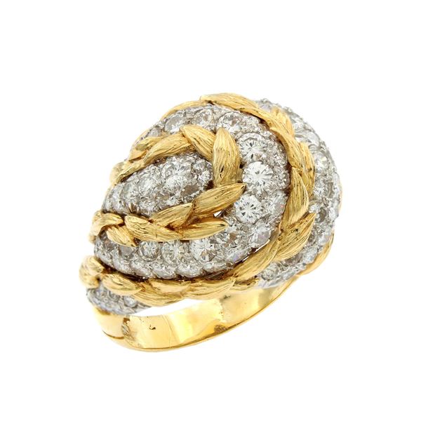 Webb anello in oro giallo 18kt e platino