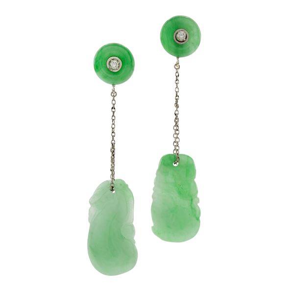 18kt white gold and jade pendant earrings