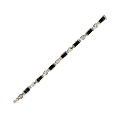 Bracciale Decò in Platino Onice Nero e Diamanti