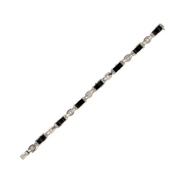 Bracciale Decò in platino onice nero e diamanti