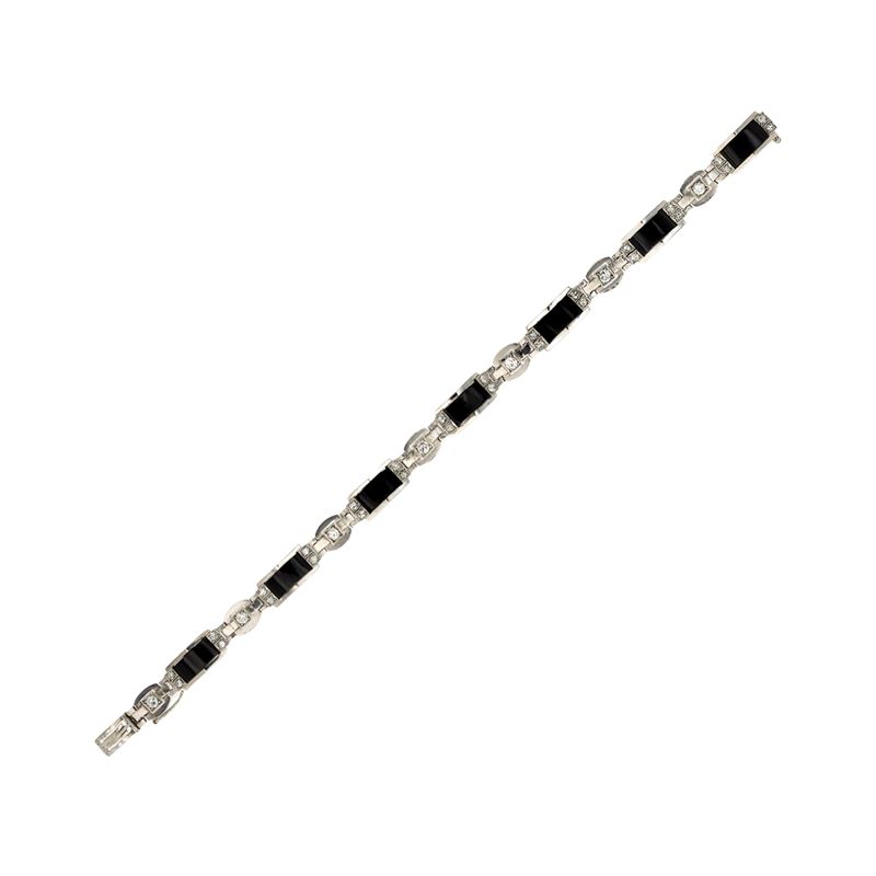 Bracciale Decò in Platino Onice Nero e Diamanti