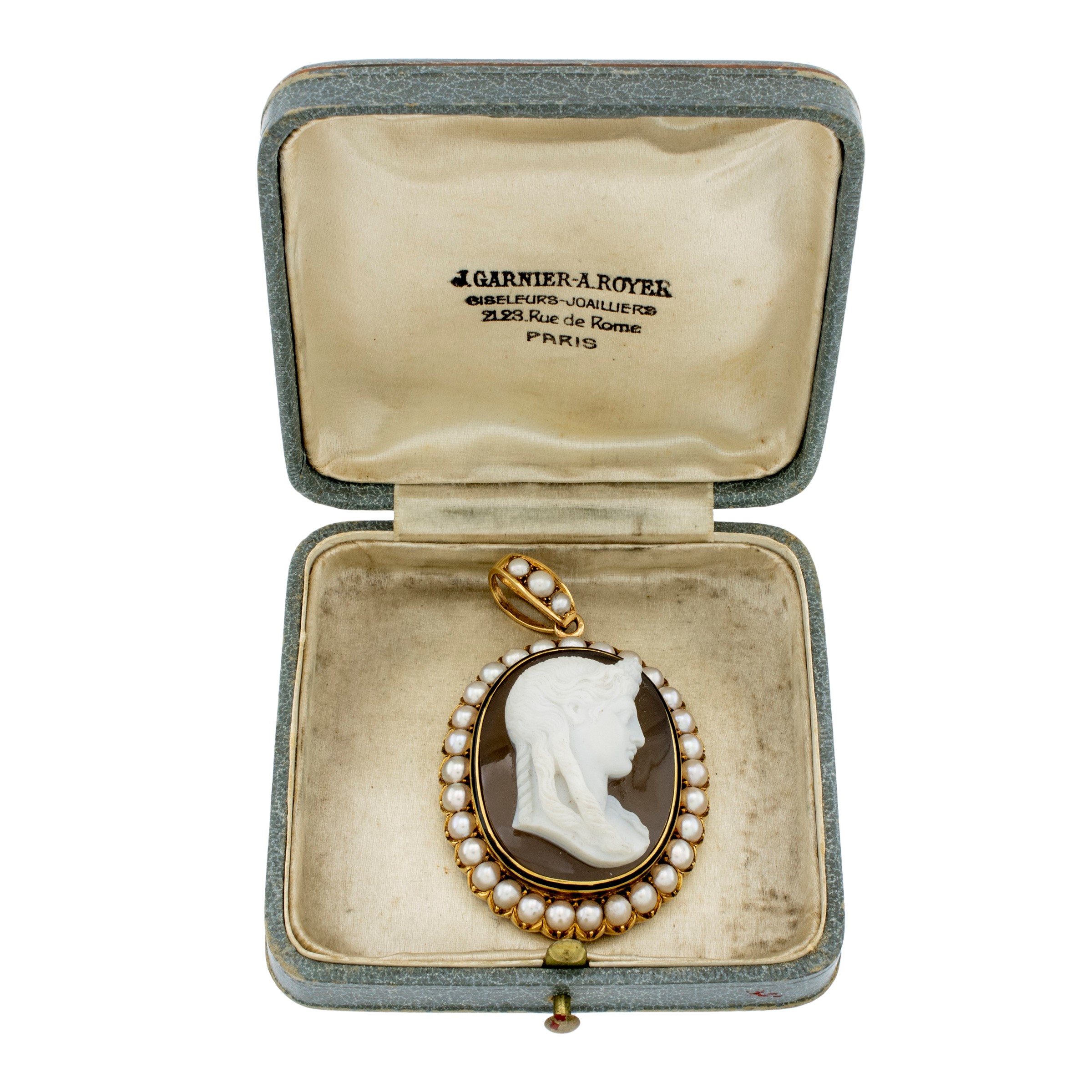 Antico Pendente Spilla in Oro Giallo 18kt con Cammeo