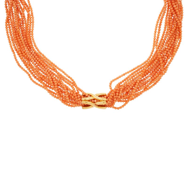 Lunga Collana di Corallo Rosa