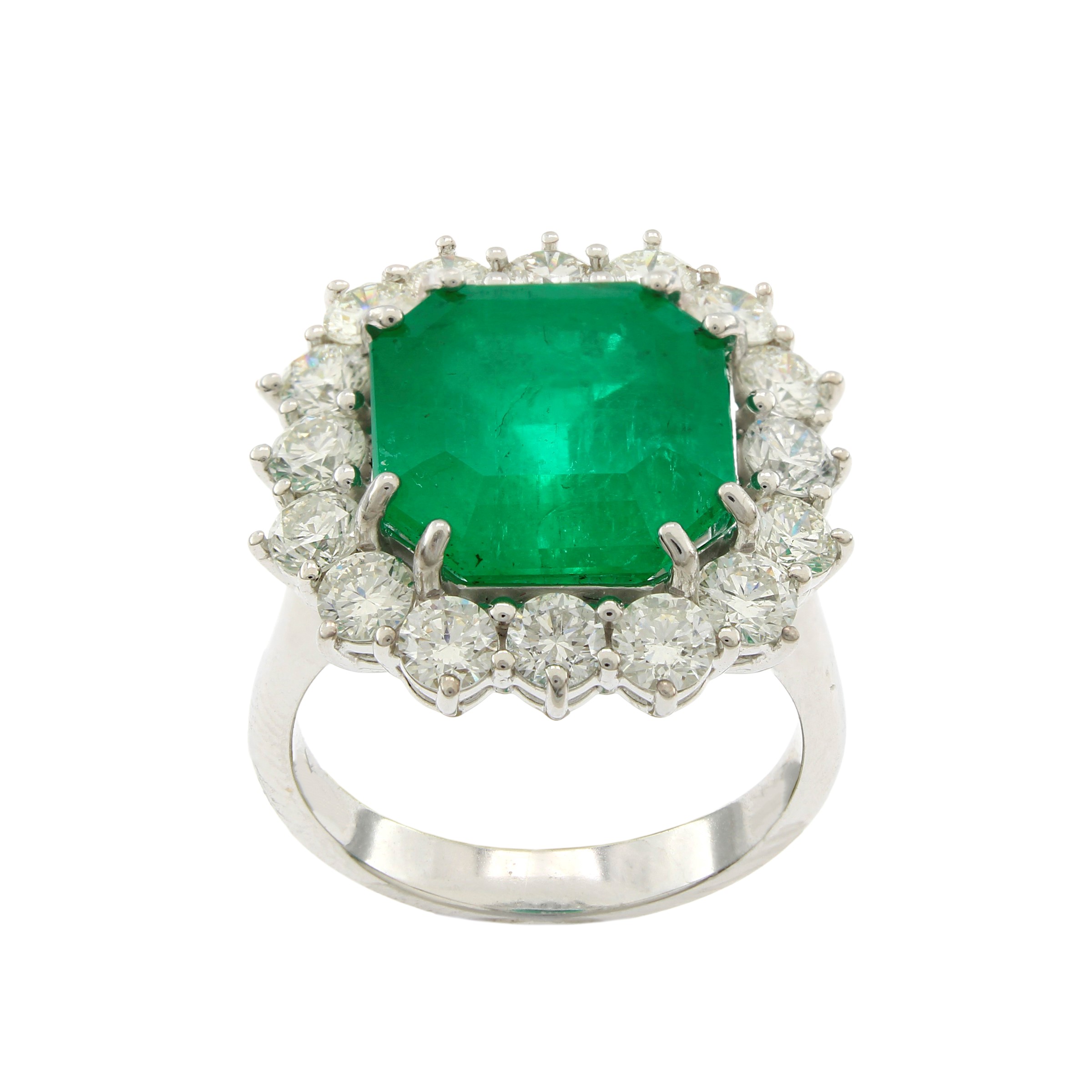 Anello in Oro Bianco 18kt con Smeraldo Naturale Colombiano