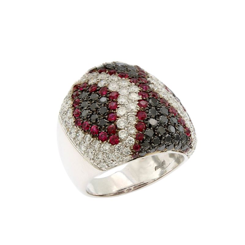Anello in Oro Bianco 18kt a Motivo Geometrico
