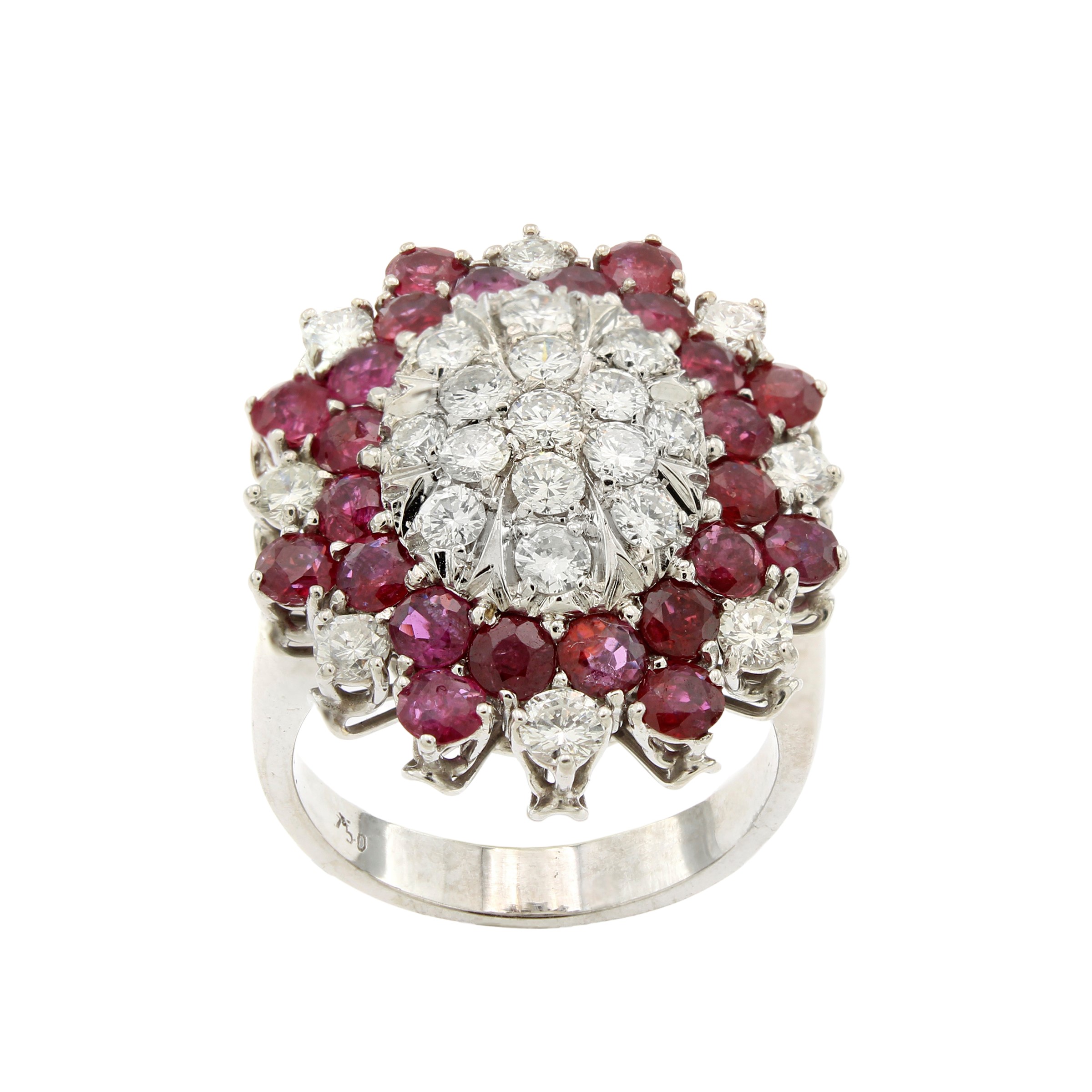 Anello in Oro Bianco 18kt Diamanti e Rubini