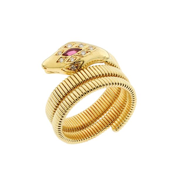 Anello a serpente in oro giallo 18kt