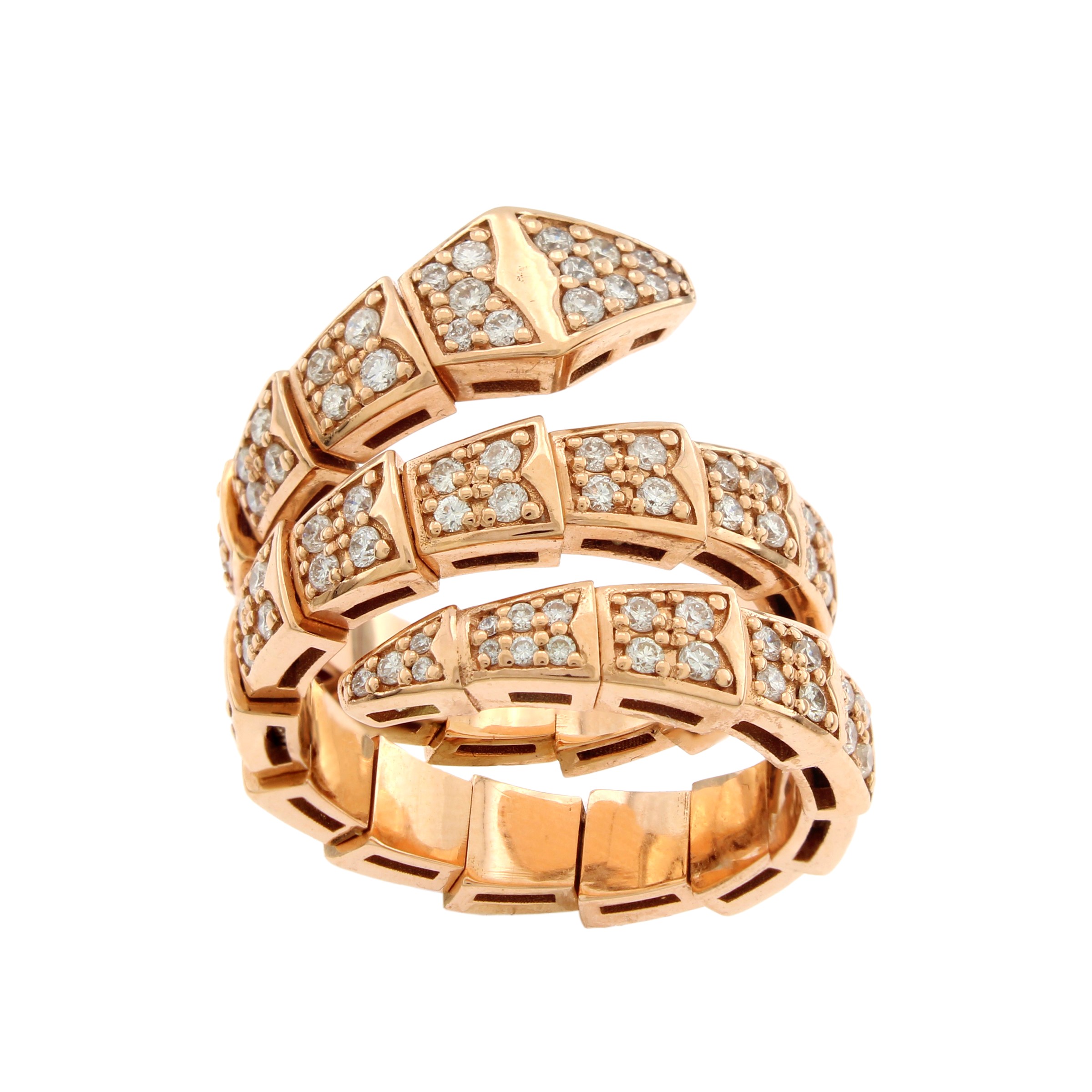 Anello a serpente in oro rosa 18kt e diamanti