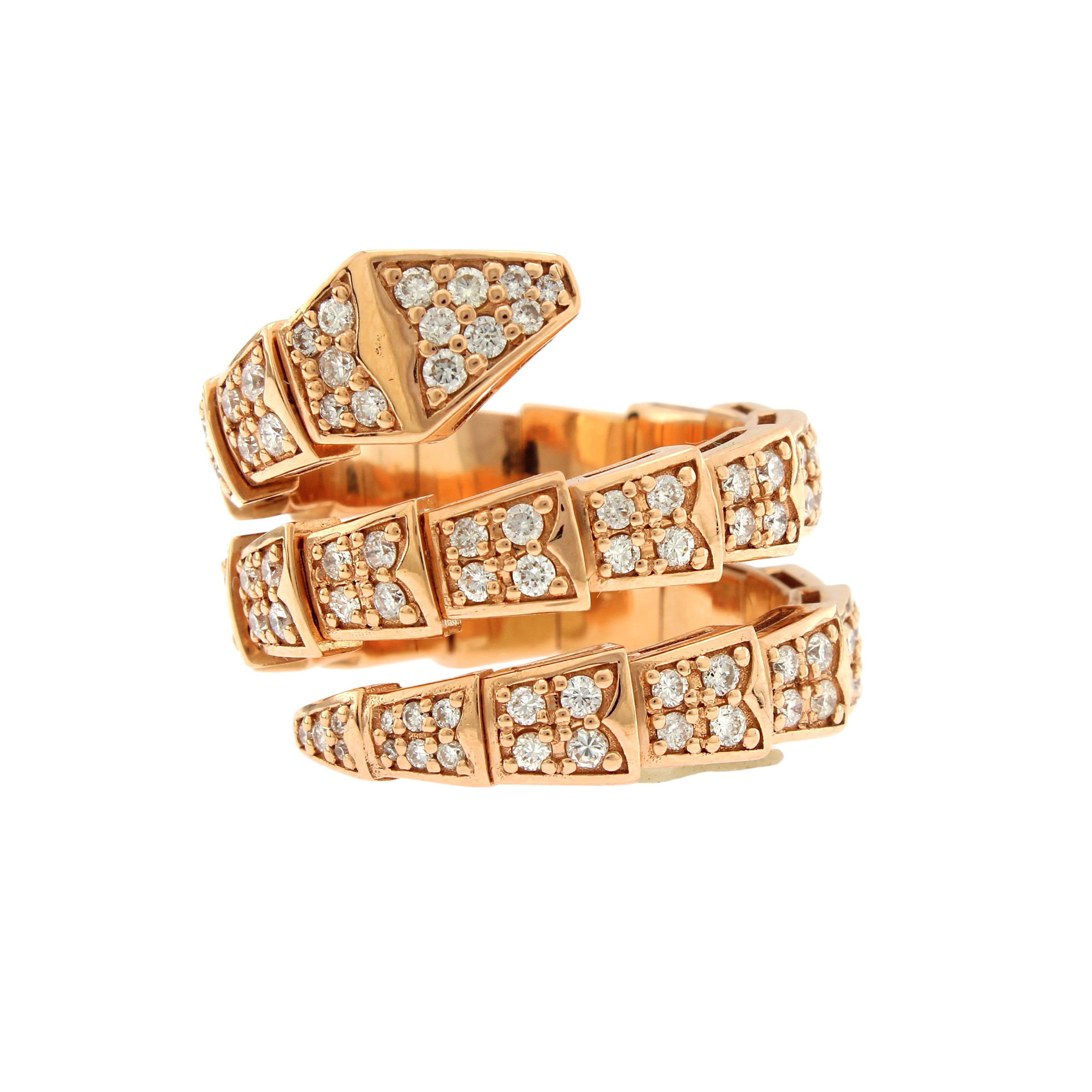 Anello a serpente in oro rosa 18kt e diamanti