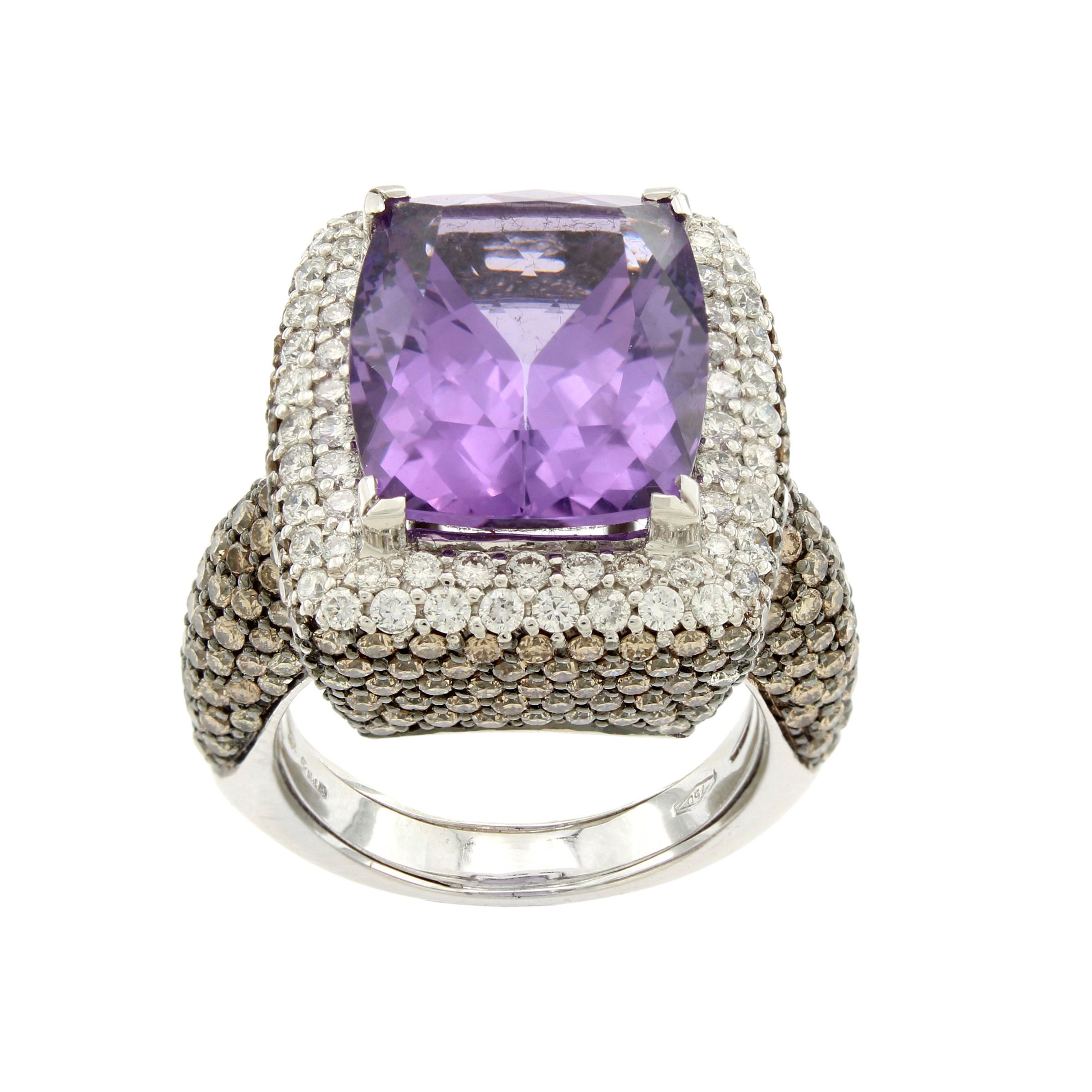 Crivelli Anello in Oro Bianco 18kt Ametista e Diamanti