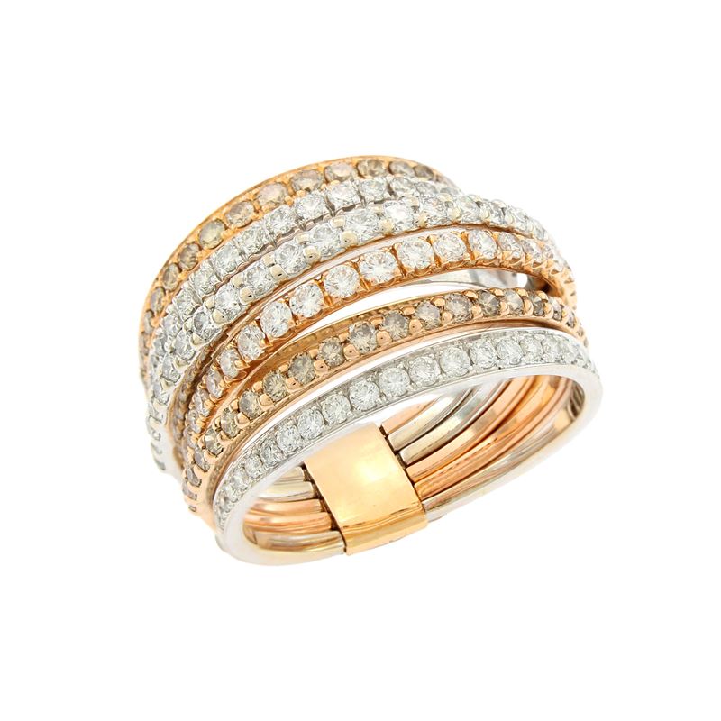 Crivelli Anello Sei Fedi in Oro Bianco e Rosa 18kt