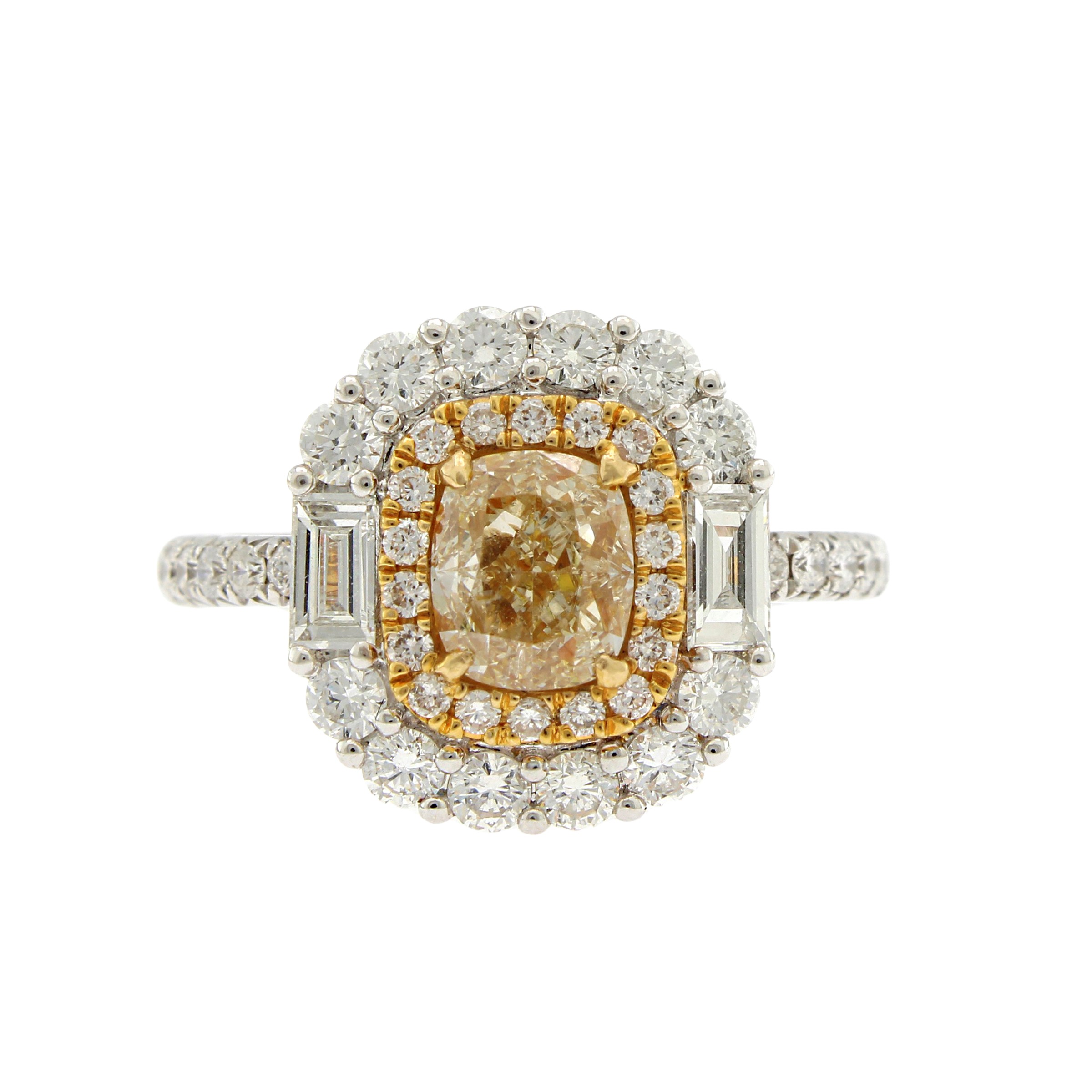 Anello in Oro Bianco 18kt Diamante Fancy Yellow
