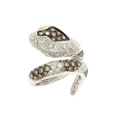 Anello a Serpente in Oro Bianco 18kt e Diamanti