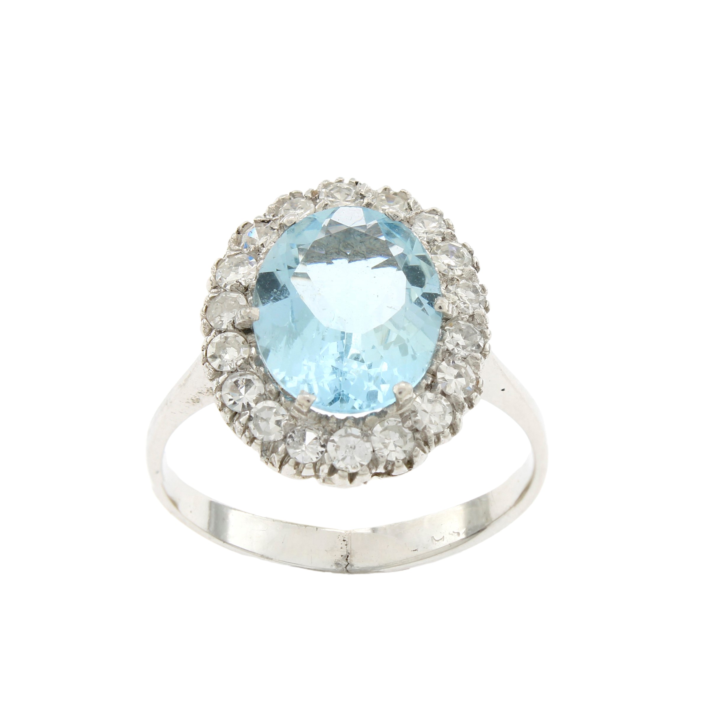 Anello in Oro Bianco 18kt con Acquamarina