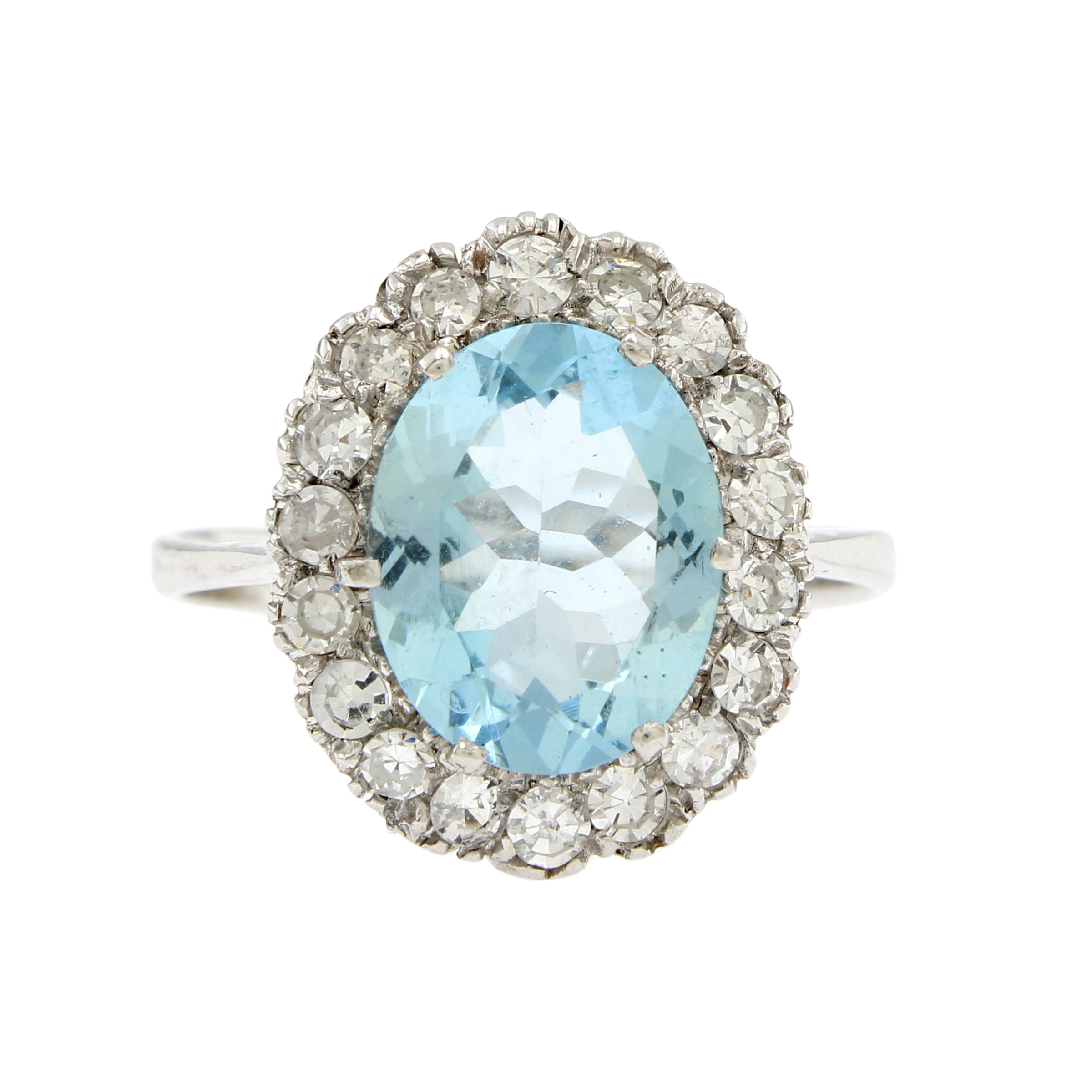 Anello in Oro Bianco 18kt con Acquamarina