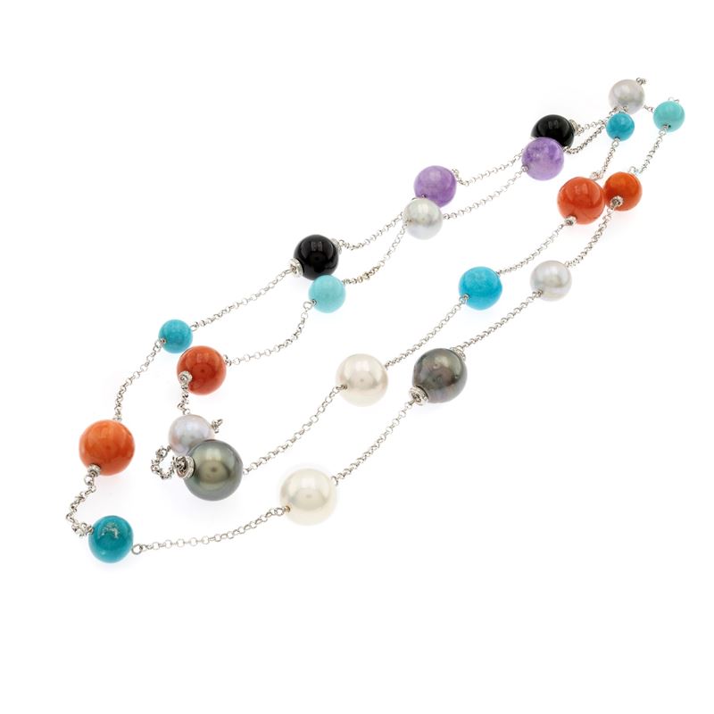 Lunga Collana in Oro Bianco 18kt
