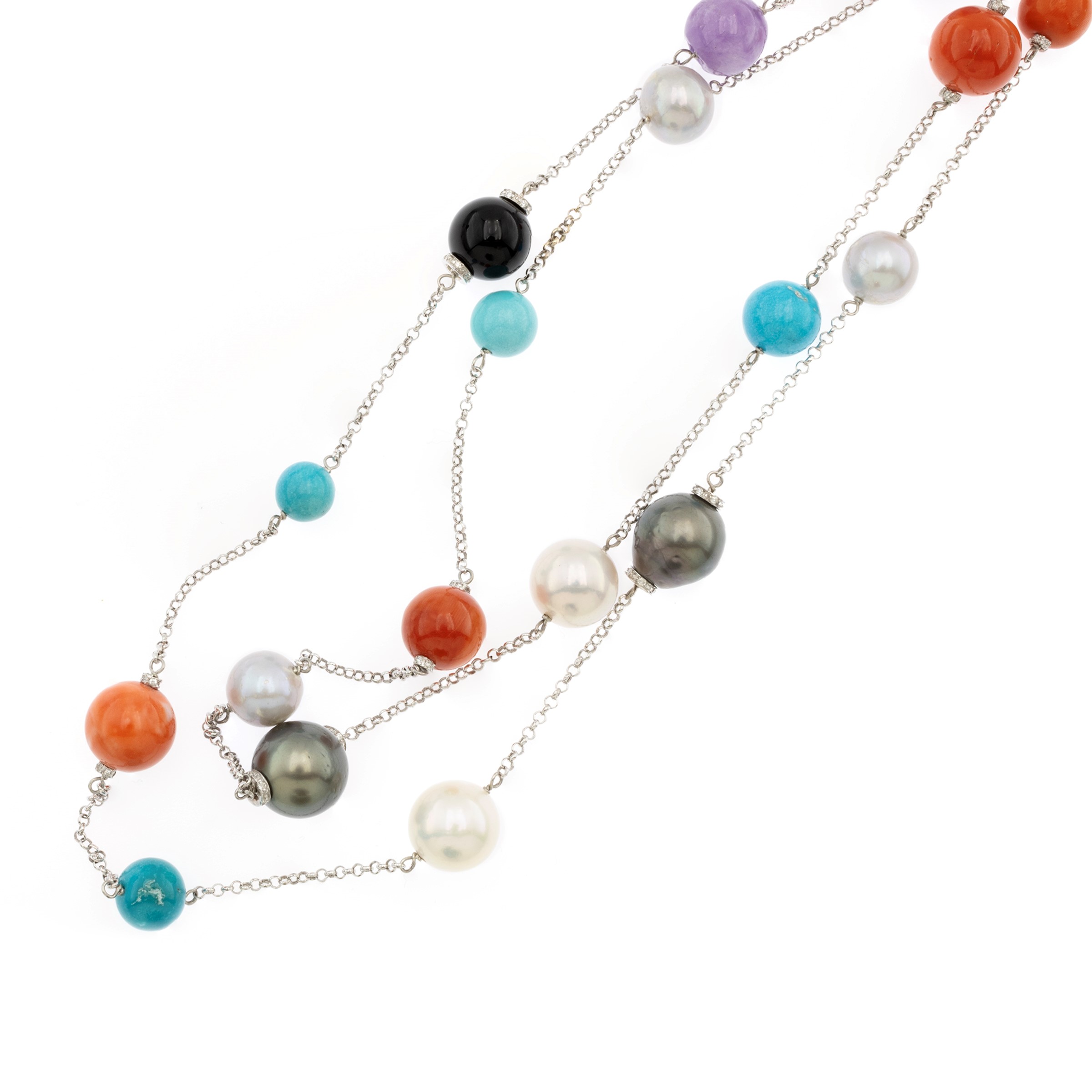 Lunga Collana in Oro Bianco 18kt