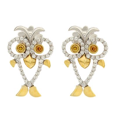 Orecchini Gufo in Oro a Due Colori 18kt