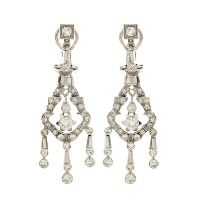 Orecchini Pendenti in Oro Bianco 18kt e Diamanti