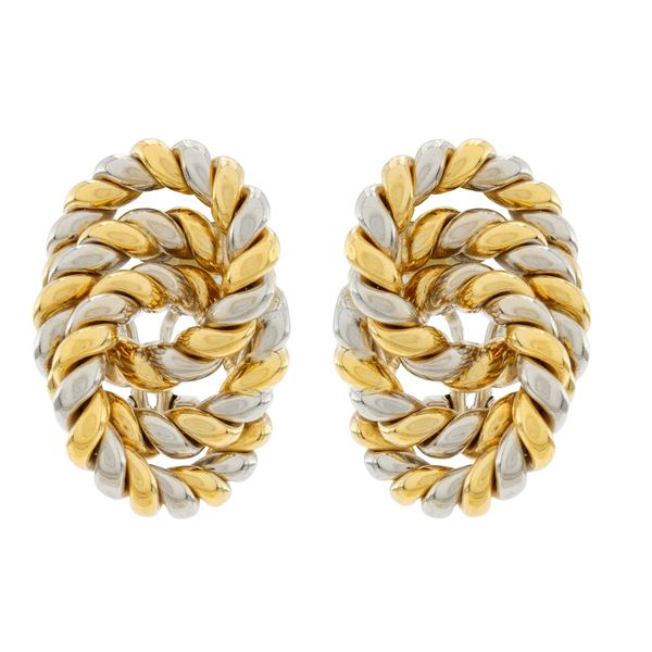 Orecchini torchon a lobo in oro a due colori 18kt
