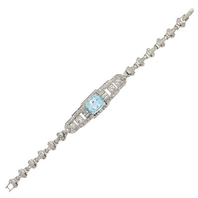 Bracciale in Oro Bianco 18kt Acquamarina e Diamanti