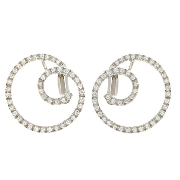 18kt white gold and diamonds spiral earrings