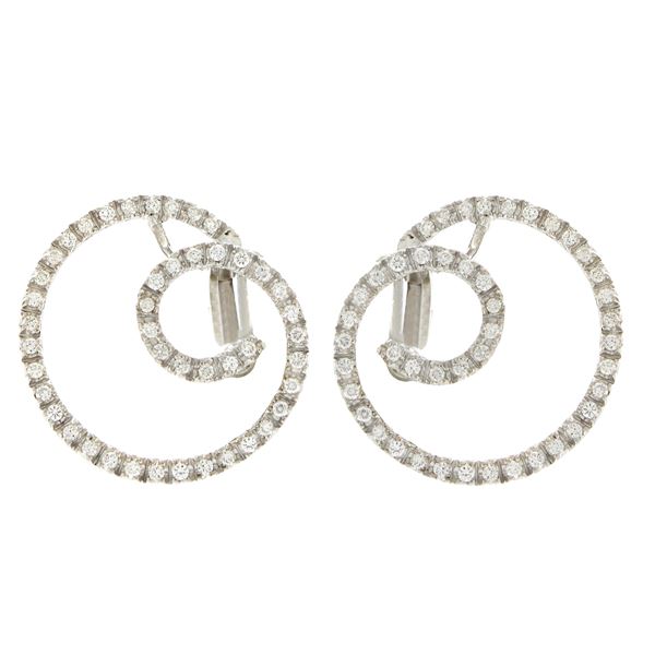 Orecchini spirale in oro bianco 18kt e diamanti