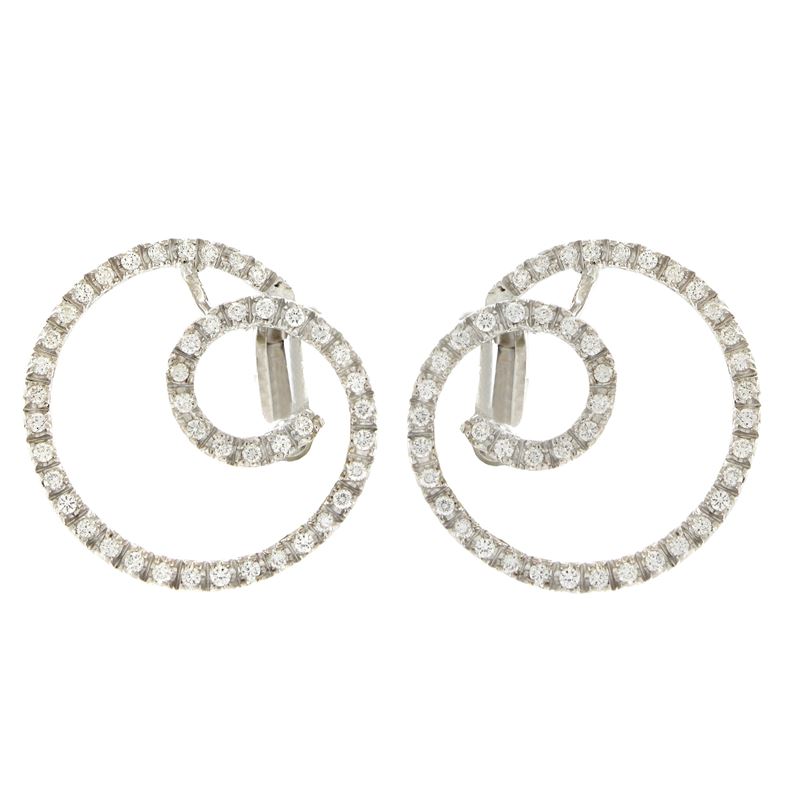 Orecchini Spirale in Oro Bianco 18kt e Diamanti