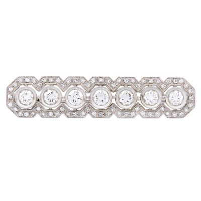 Spilla Rettangolare in Oro Bianco 18kt e Diamanti