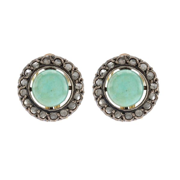 Antique gold and silver lobe earrings