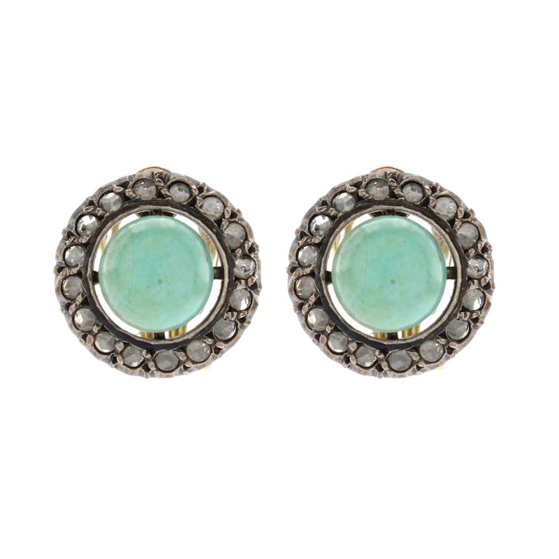 Antichi orecchini a lobo in oro e argento