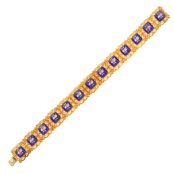 Bracciale in oro rosa 18kt e smalto policromo