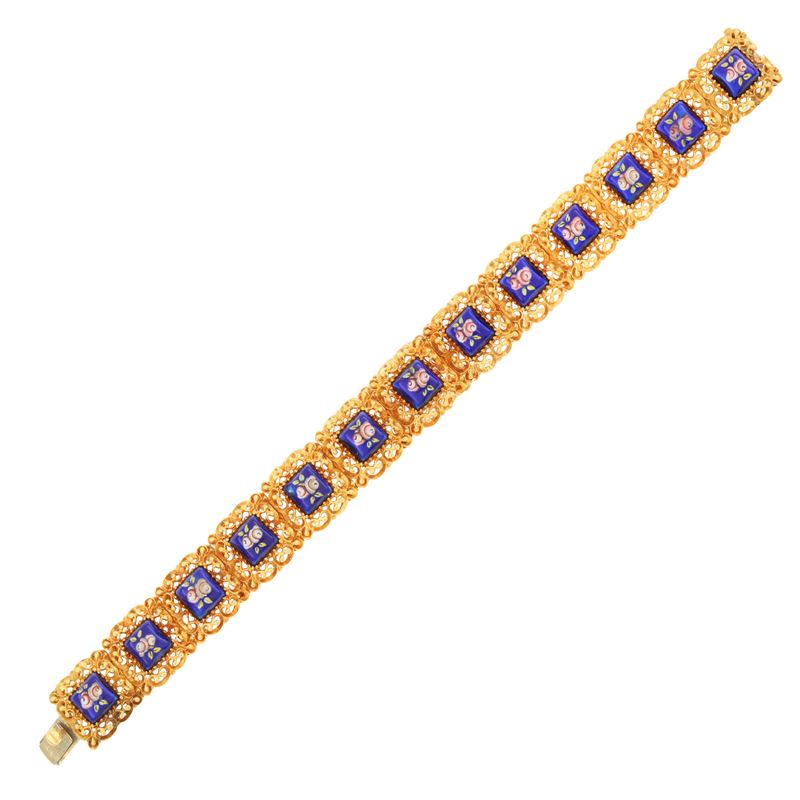 Bracciale in Oro Rosa 18kt e Smalto Policromo