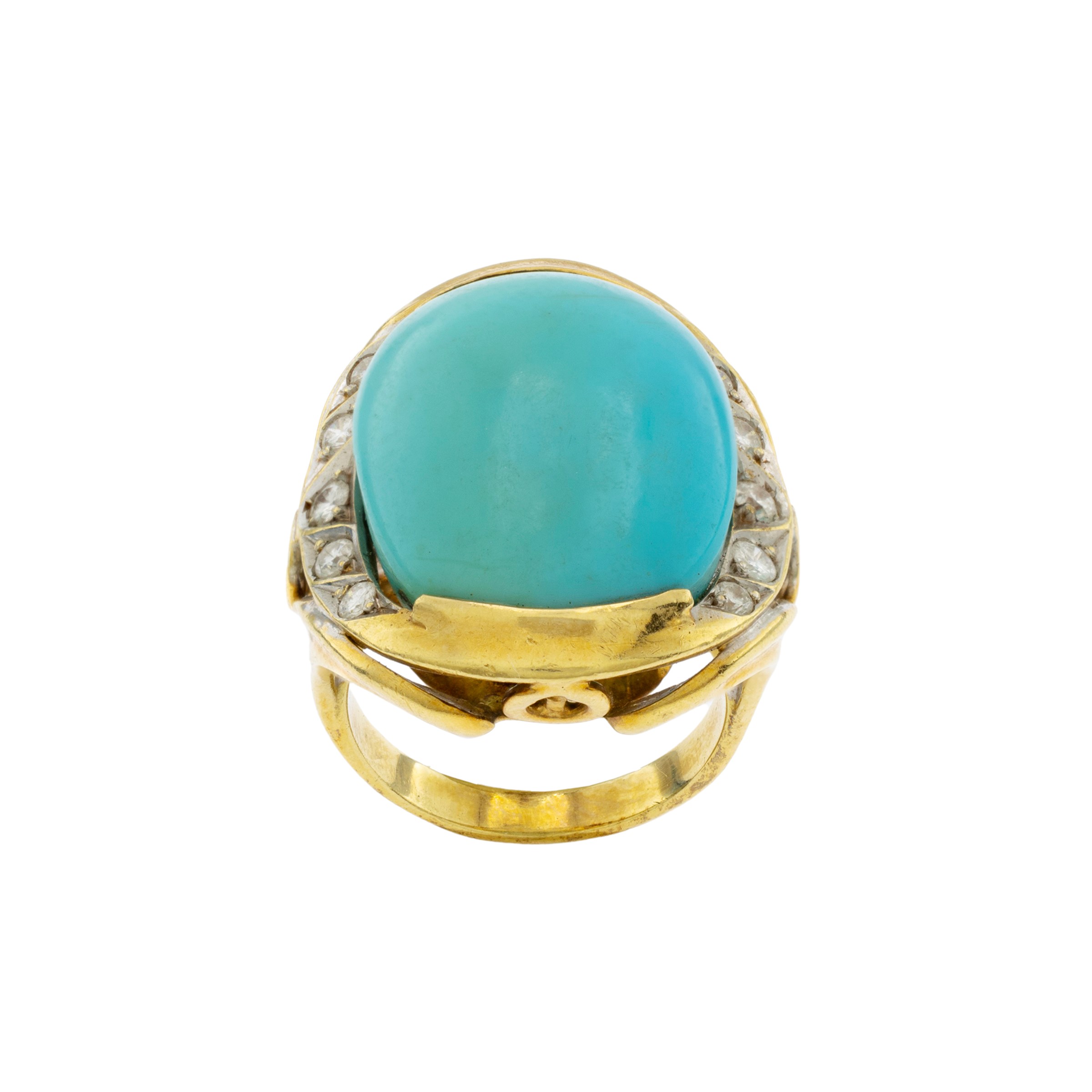 Anello in Oro Giallo 18kt Turchese Naturale