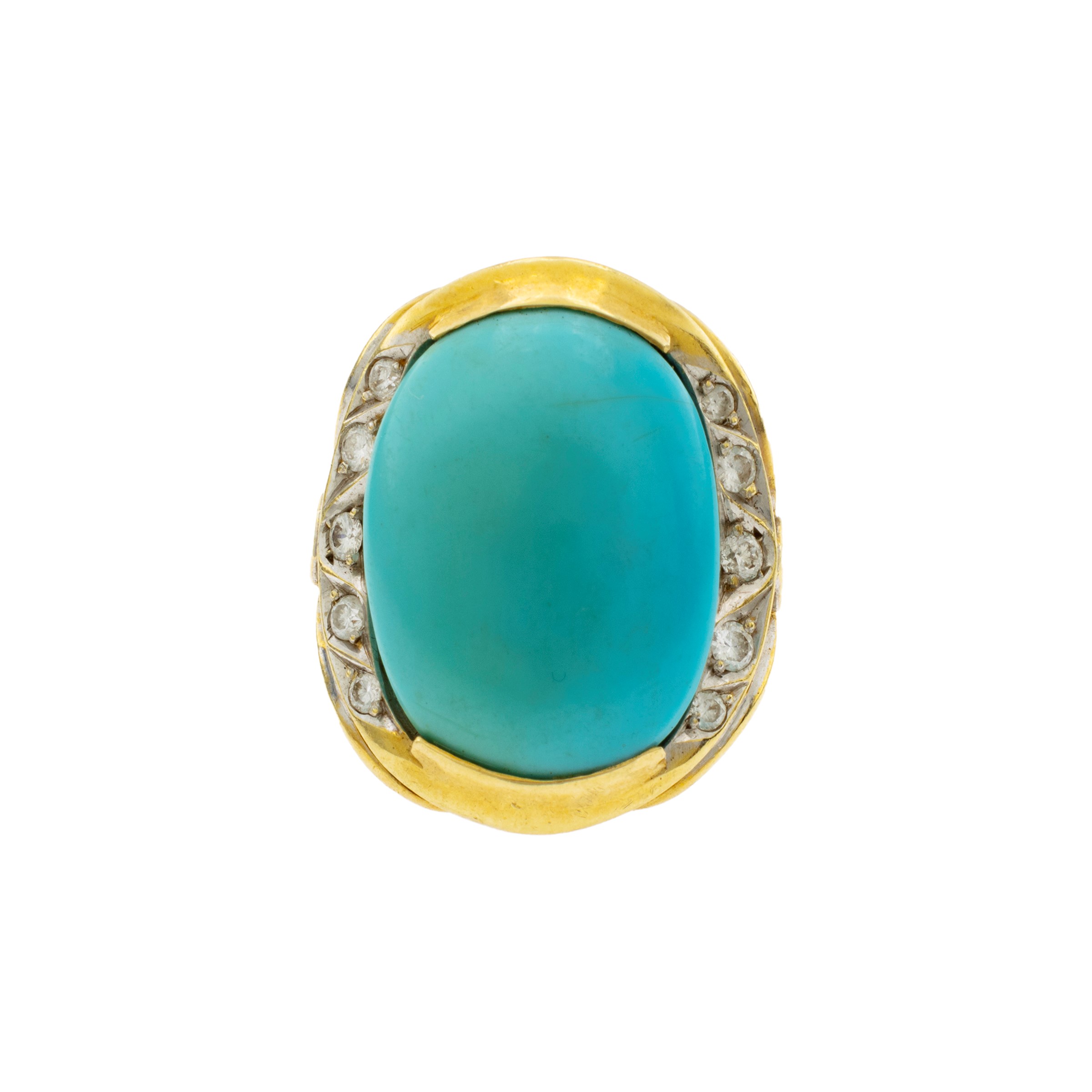 Anello in Oro Giallo 18kt Turchese Naturale