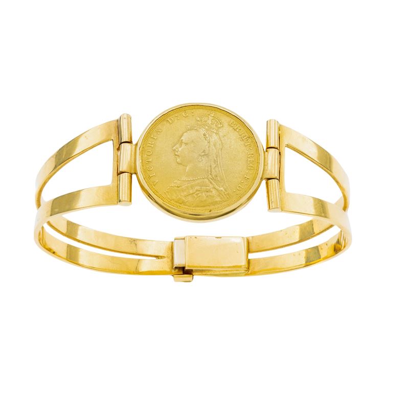 Bracciale a Manetta con Sterlina Regina Vittoria 1891