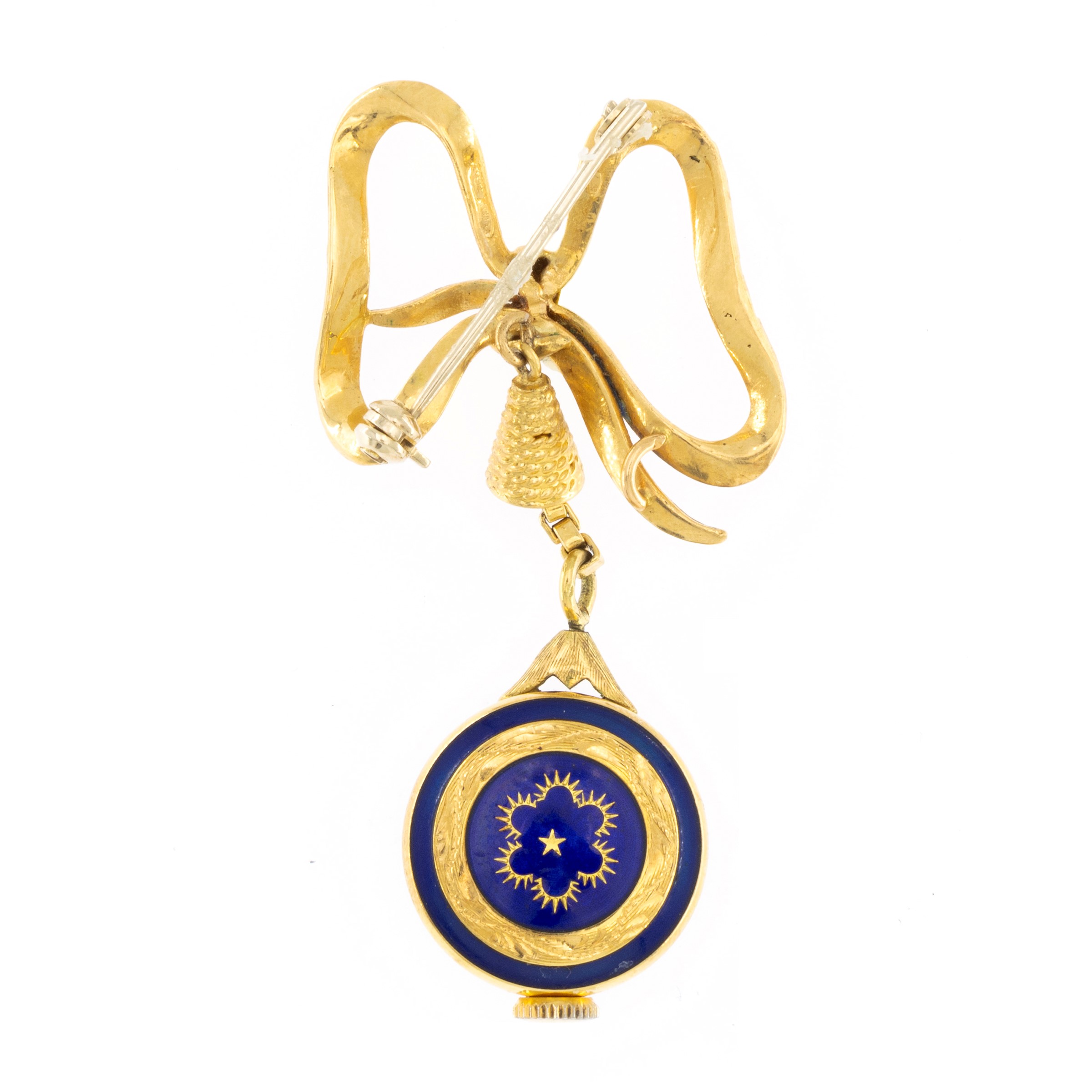 Spilla orologio pendente in oro giallo 18kt