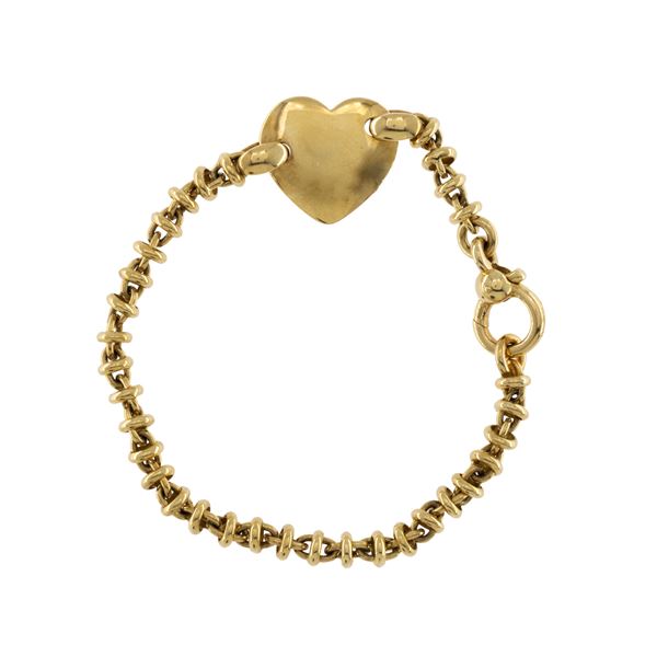 Bracciale in oro giallo 18kt con cuore  - Asta Gioielli Orologi e Fashion Vintage Web Only  - Colasanti Casa d'Aste