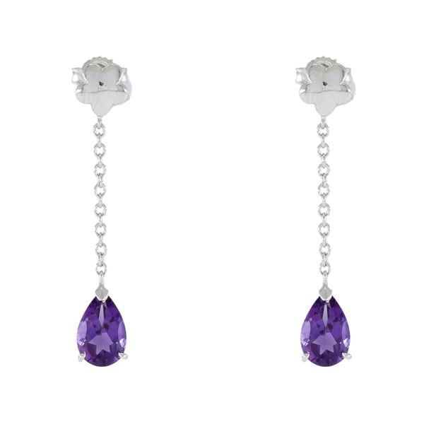 18kt white gold pendant earrings with amethysts