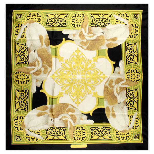 Salvatore Ferragamano foulard cani vintage  - Asta Gioielli Orologi e Fashion Vintage Web Only  - Colasanti Casa d'Aste