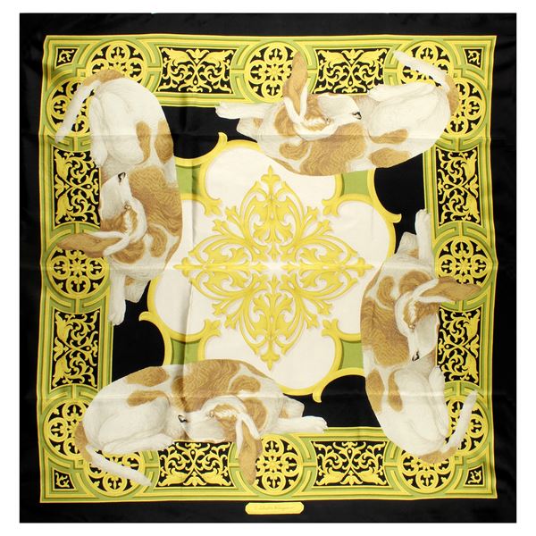 Salvatore Ferragamano foulard cani vintage