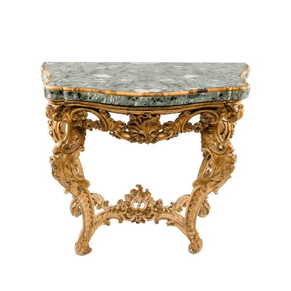 Console in legno dorato ed intagliato