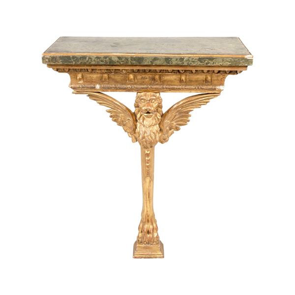 Mensola da parete in legno dorato ed intagliato