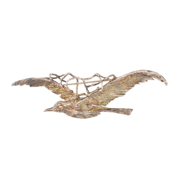 Spilla in argento a foggia di aquila  - Asta Bijoux e Fashion Vintage Web Only  - Colasanti Casa d'Aste