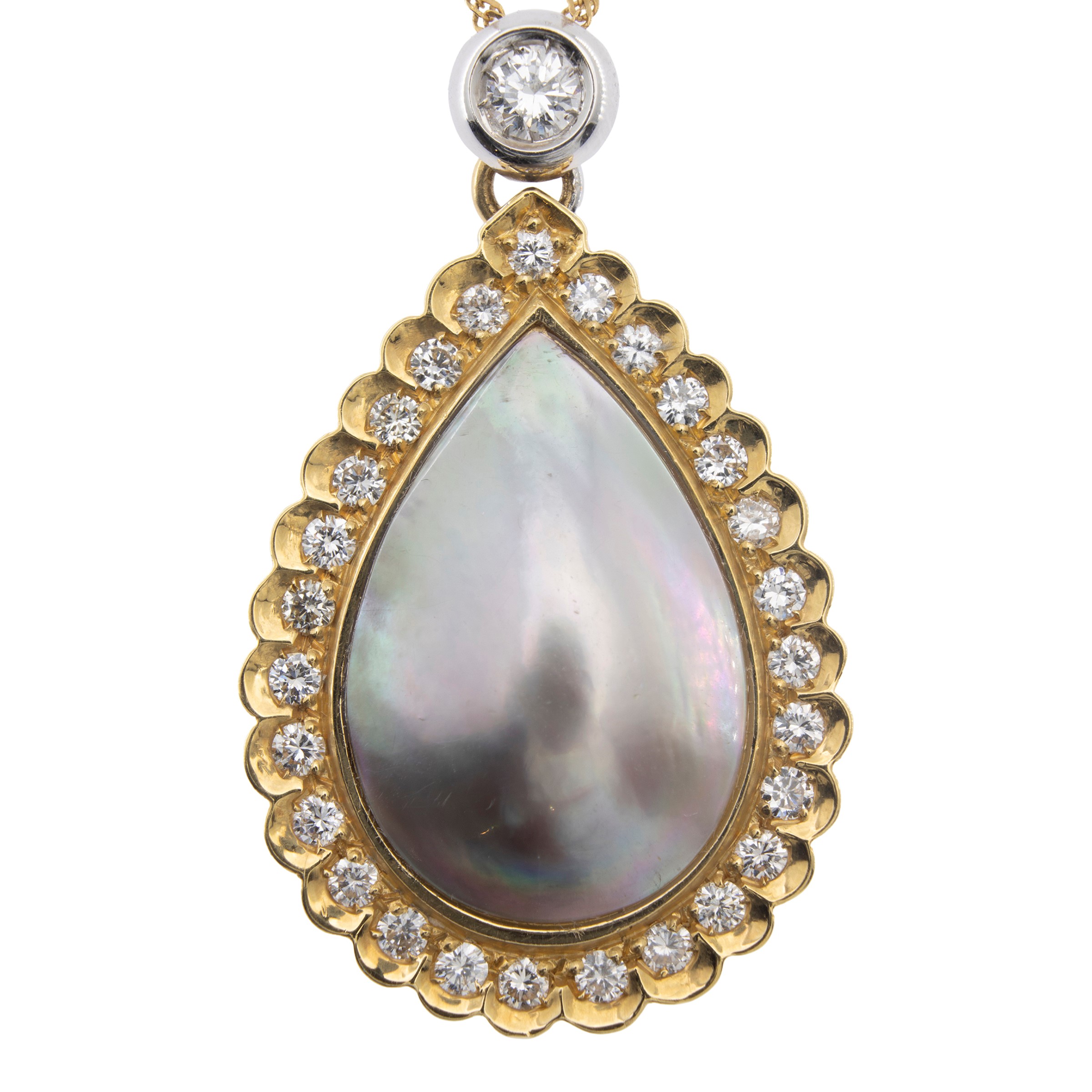 Pendente in Oro Giallo 18kt Madreperla e Diamanti