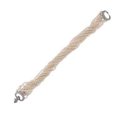 Bracciale a Torchon di Tredici Fili di Perle