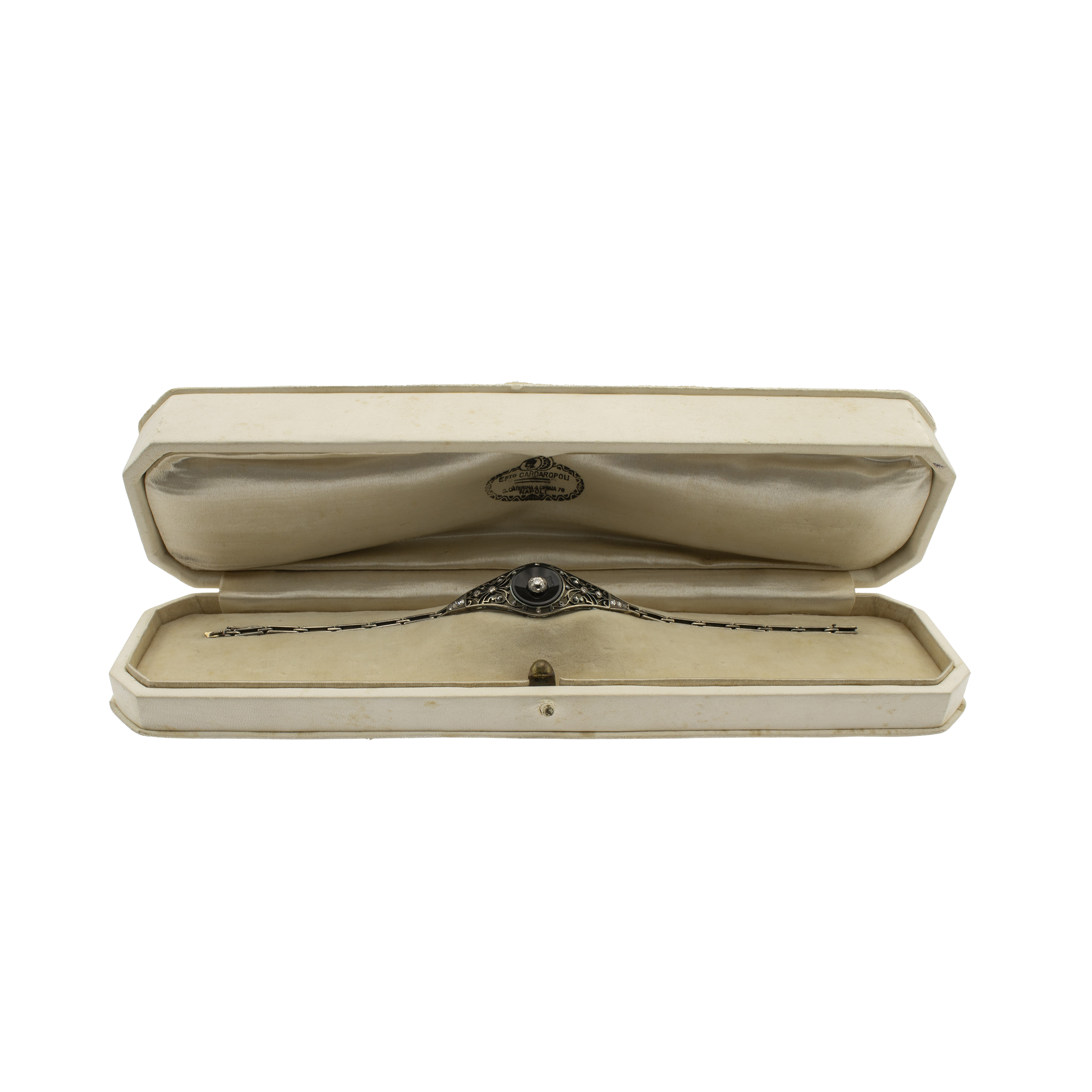 Antico bracciale in platino onice nero e diamante