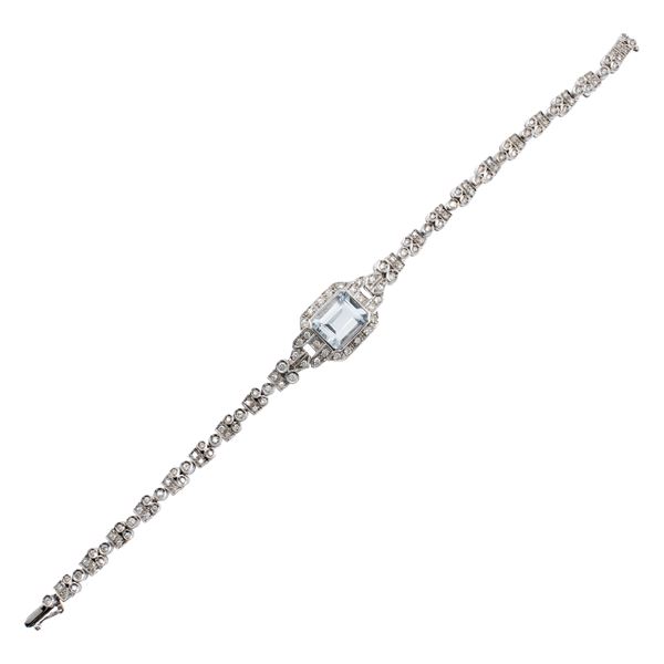 Bracciale in oro bianco 18kt acquamarina e diamanti
