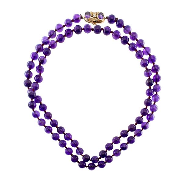 Lunga collana composta da sfere in ametista  - Asta Gioielli Orologi Bijoux Vintage Web Only - Colasanti Casa d'Aste